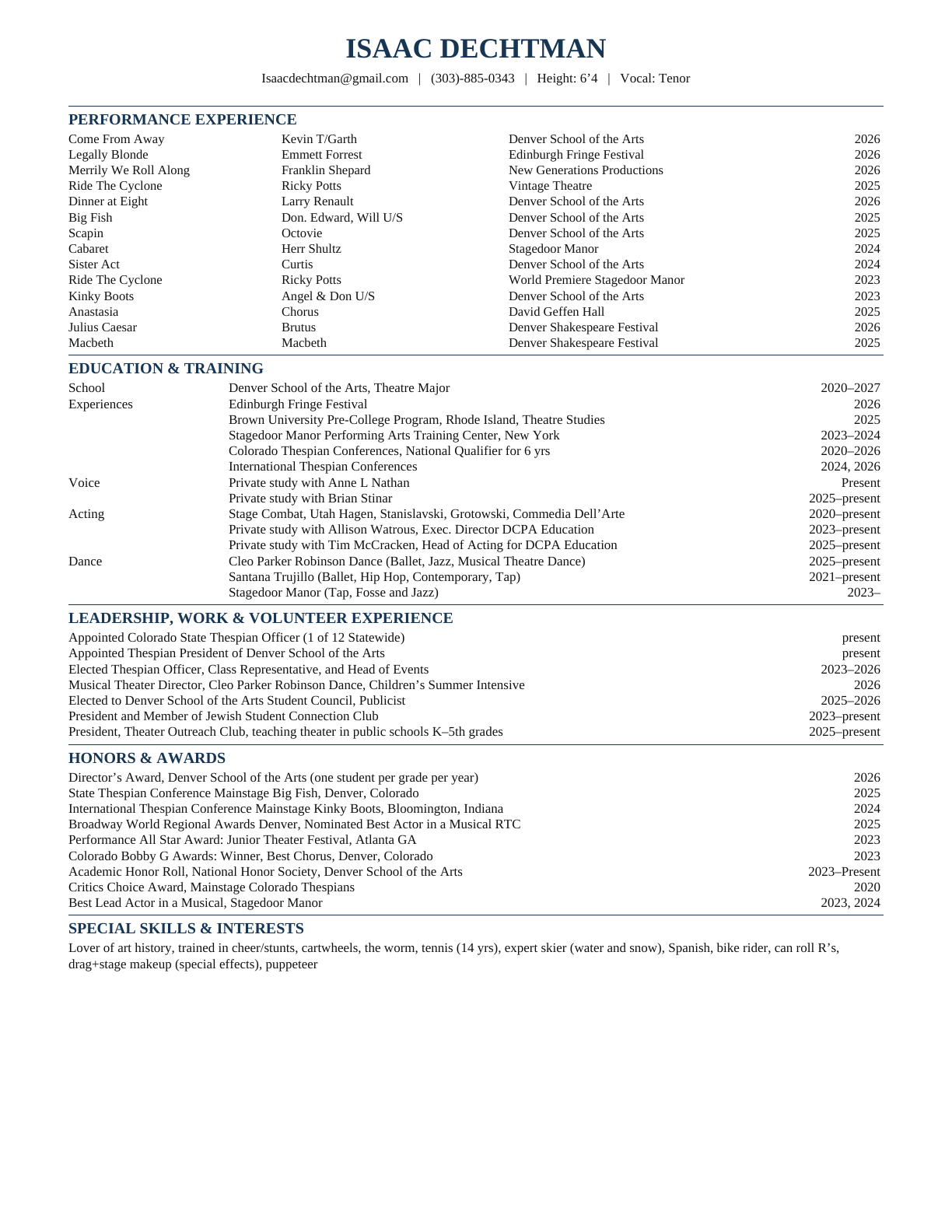Preview of Isaac Dechtman's resume